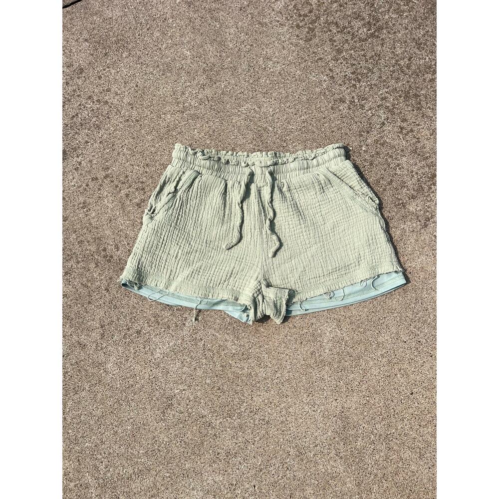 New In Green Cotton Pull On Shorts Small Retro 80s Streetwear Coastal Clean Girl